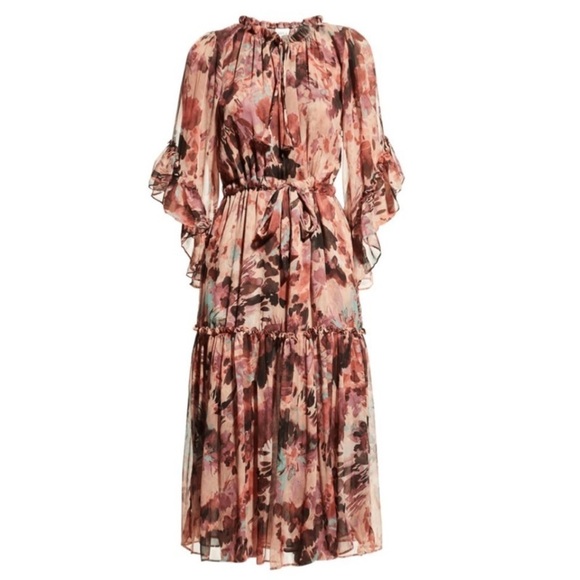 MISA Los Angeles Marcele Floral Midi Ruffle-Trim Dress - Picture 10 of 11